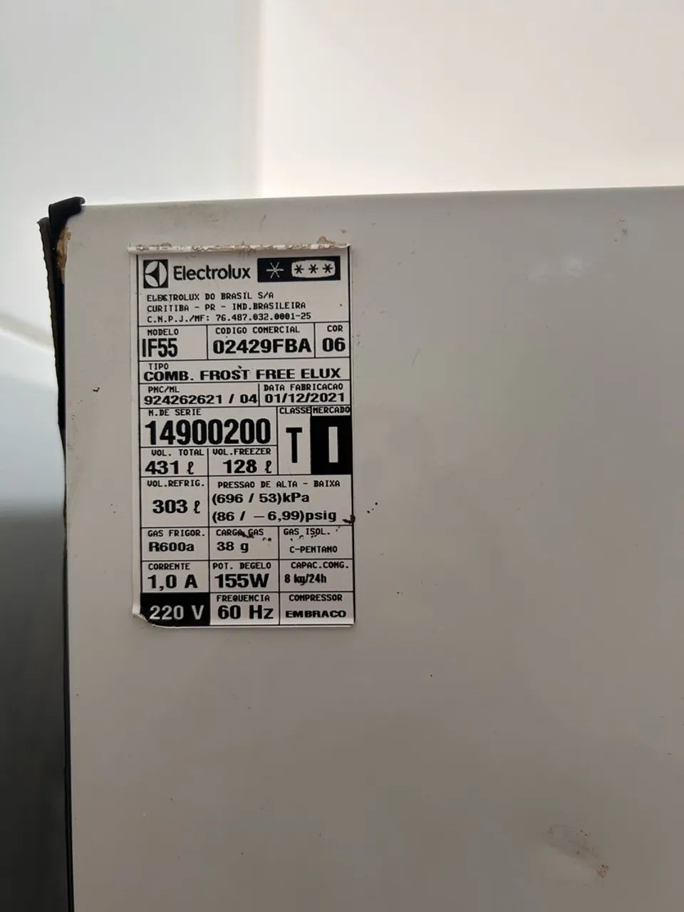 VENDE-SE GELADEIRA ELECTROLUX FROST FREE