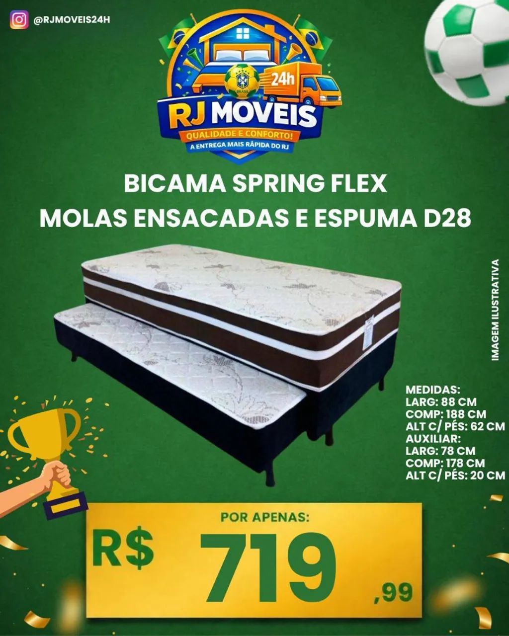 Bicama Spring Flex molas ensacadas espumas 28 ótima para pequenos quartos / entrega rapida