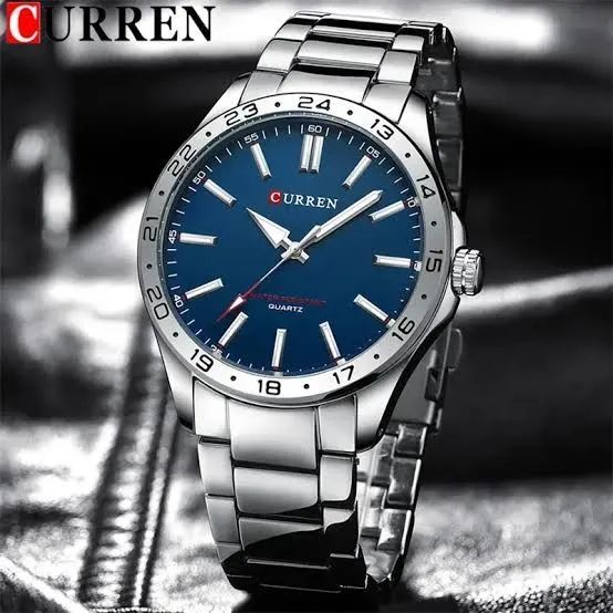 Relógio Masculino Curren 8452 Prata com Fundo Azul - Luxo e Estilo - Foto 2