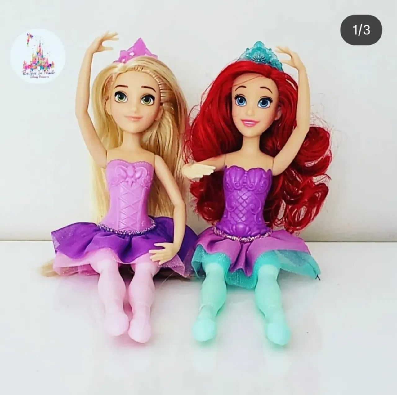 Bonecas Princesa Disney Bailarina Rapunzel e Ariel - Foto 2