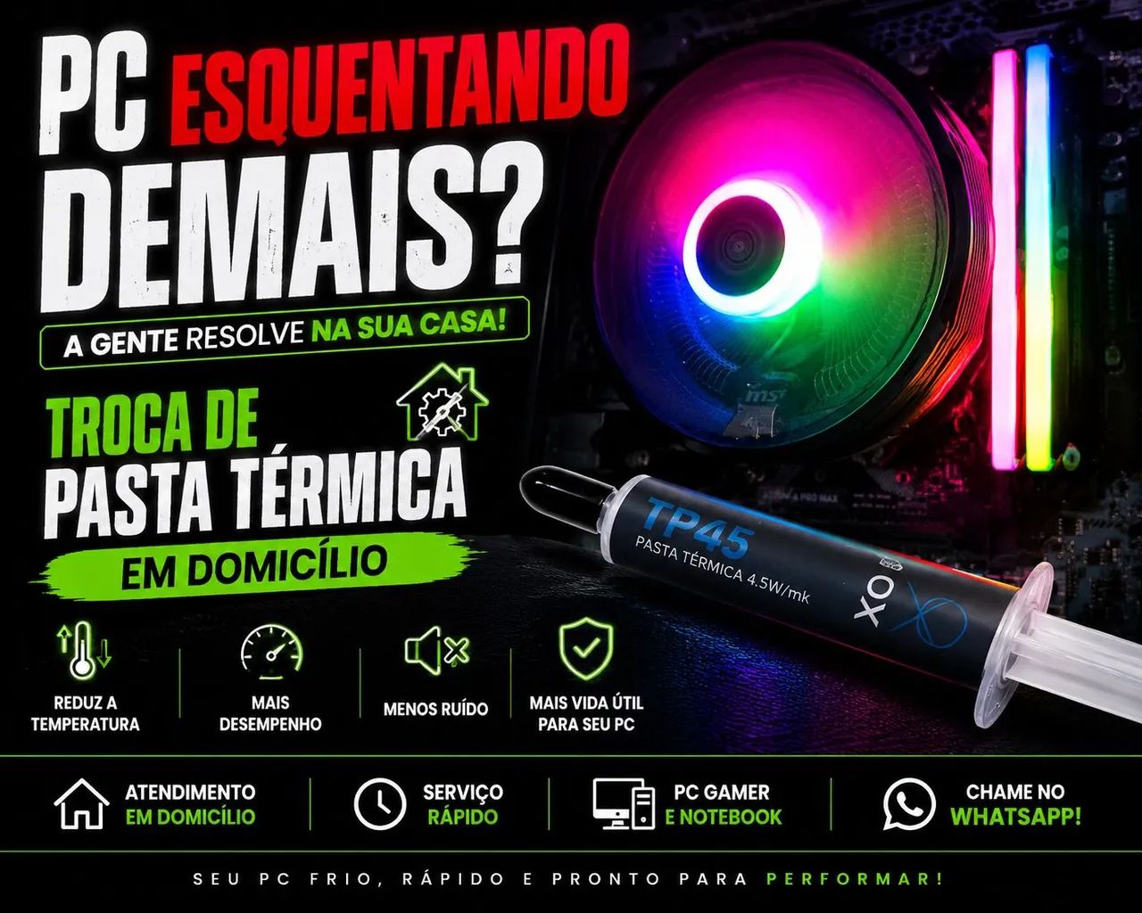 Troca de Pasta Térmica - Seu PC Mais Frio e Rápido