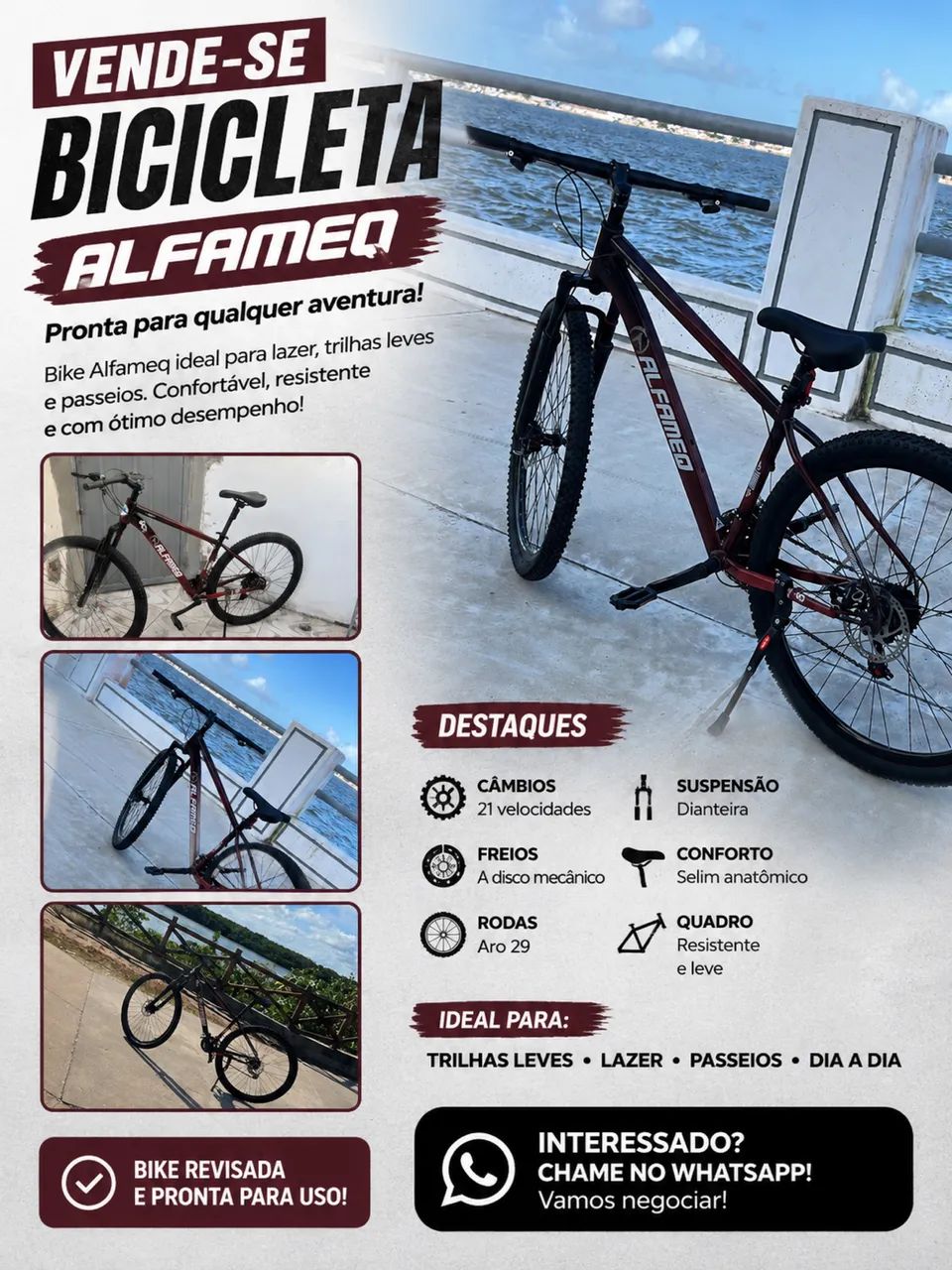 Vende-se bicicleta Alfameq. Tem conversa 