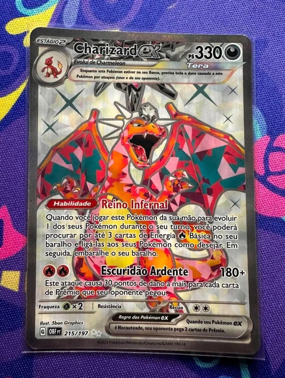 Carta Charizard Ex Full Art com Escurecimento Pokemon TCG
