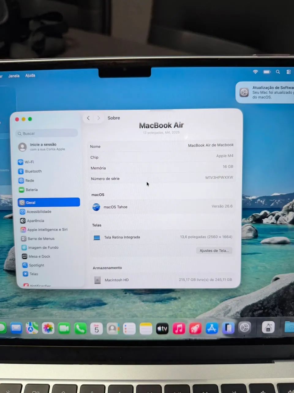 Macbook air m4 13 polegadas 16gb ram ssd 256gb 30 ciclos garantia apple - Foto 2