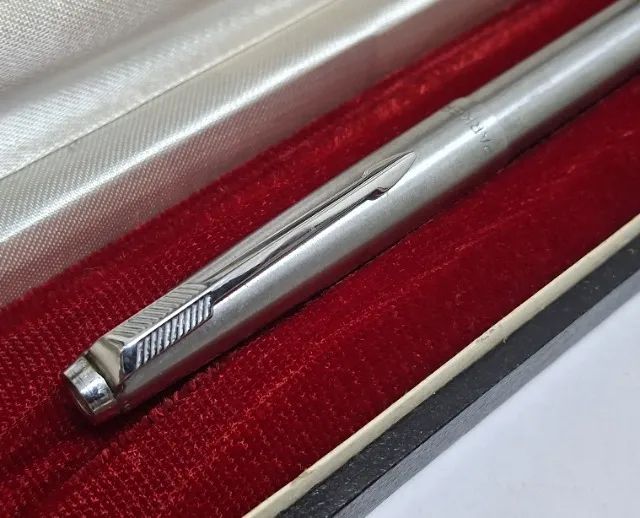 Caneta Esferográfica Parker Aço Escovado Ind. Brasileira época anos 80/ ...