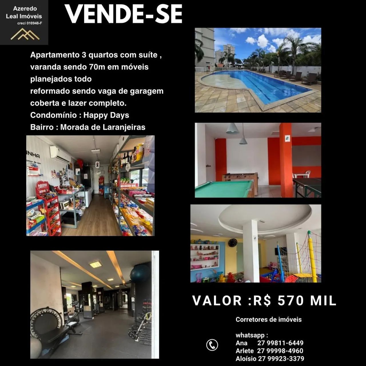 Apartamento três quartos com suíte 