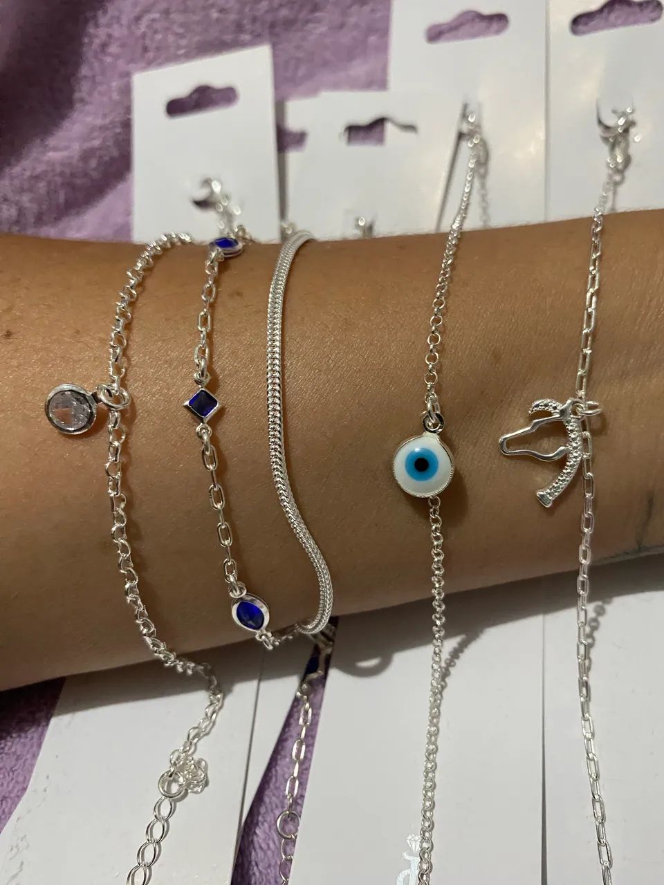 Kit pulseiras femininas em prata 925 - Foto 4