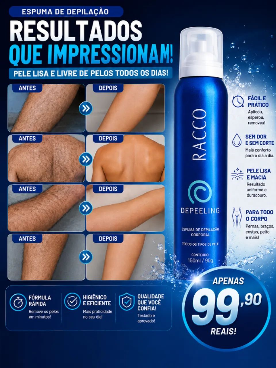  Espuma Depilatória Racco Depeeling 150ml - Depilação Rápida e Prática - Foto 2