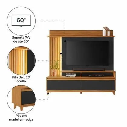 Home NT 1400 C/Detalhe Ripado e LED para TV's até 60 Polegadas Larg. 1.83m  - Foto 5