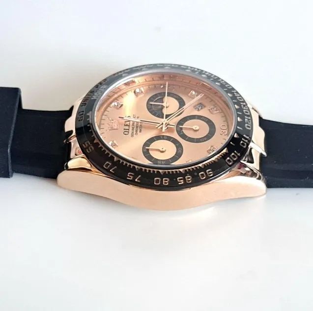 Relógio Unissex Olevs Com Pulseira Silicone-Rosë - Foto 2