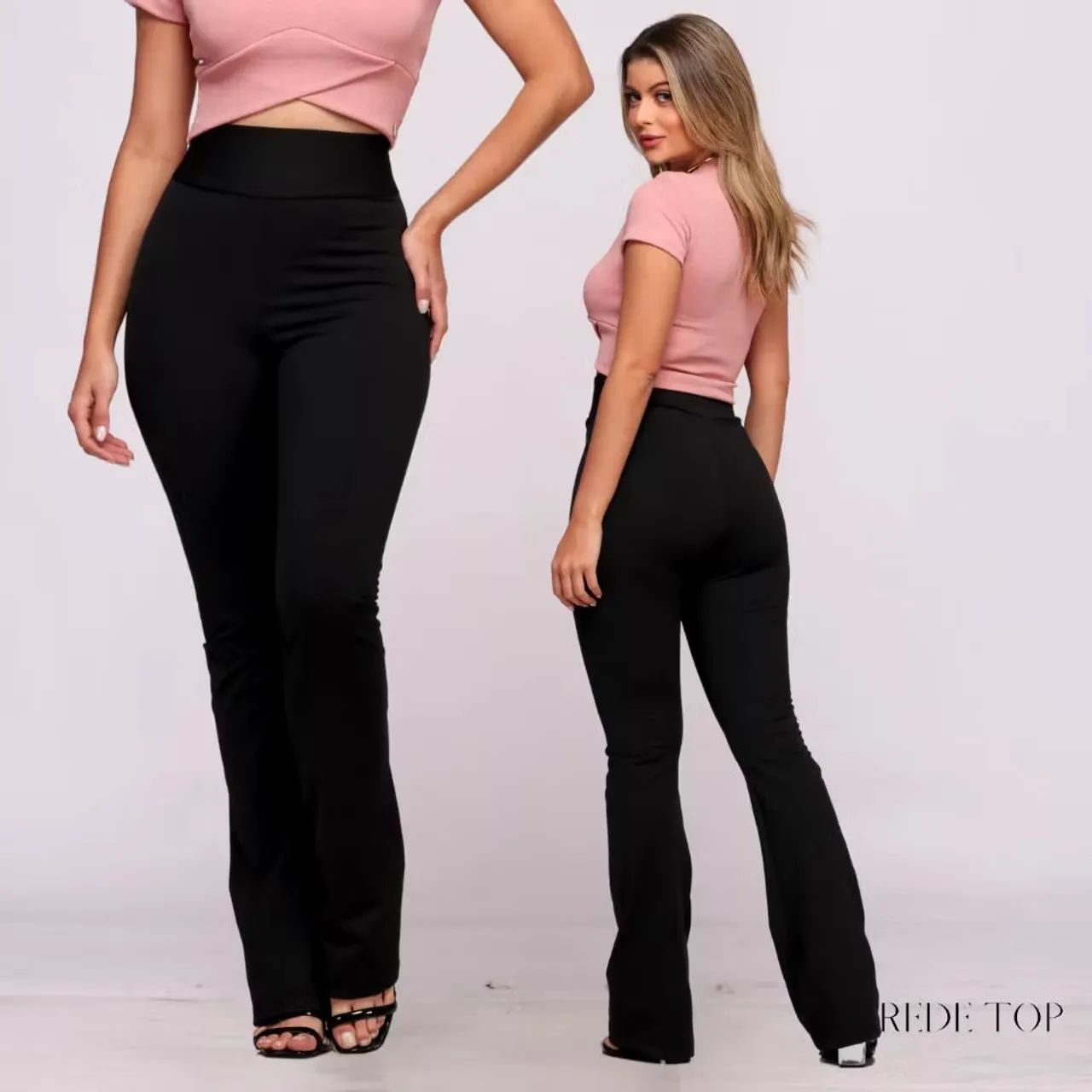 Calça legging flare peluciada Preta
