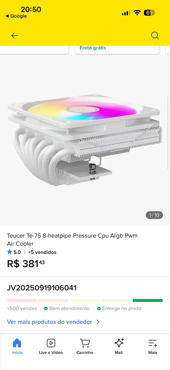 Cpu cooler teucer 8 heatpipe novo  - Foto 5