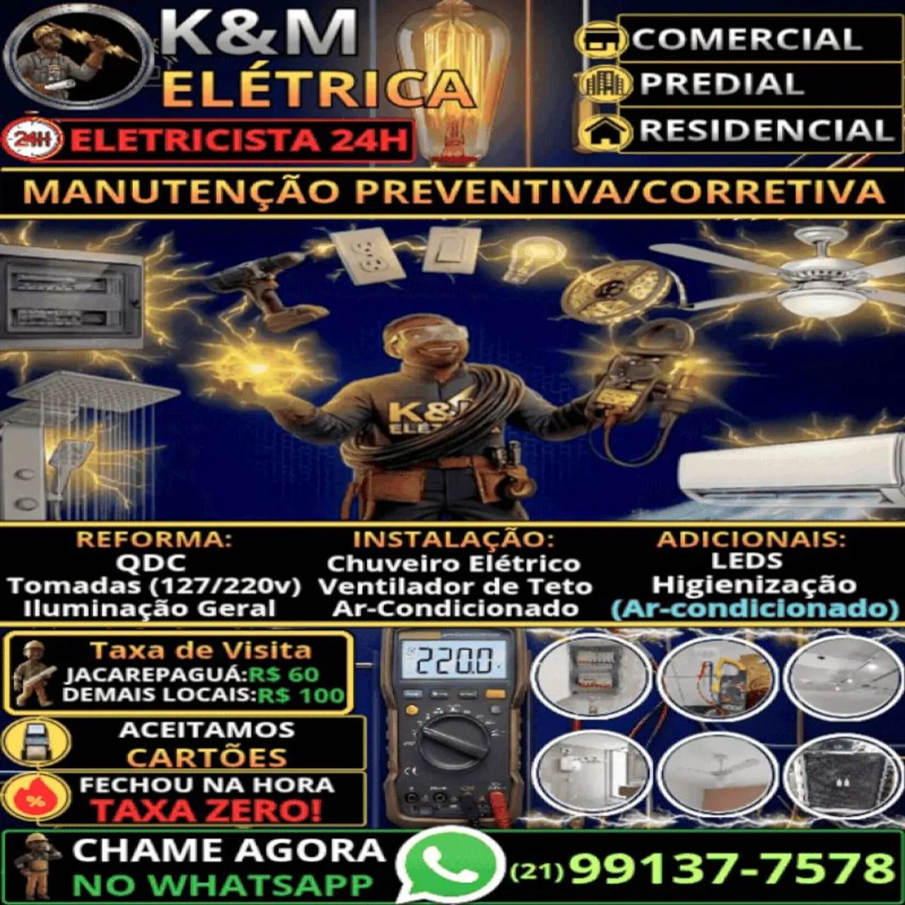 Eletricista 24H - K&M ELÉTRICA (RIO E GRANDE RIO)