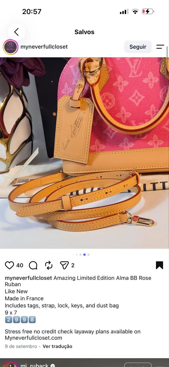 Bolsa Louis Vuitton alma bb - Rosa  - Foto 2