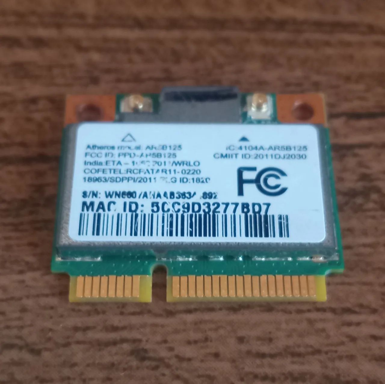 Placa de Rede Wi-Fi Mini PCI-E Atheros AR5B125 - Foto 2