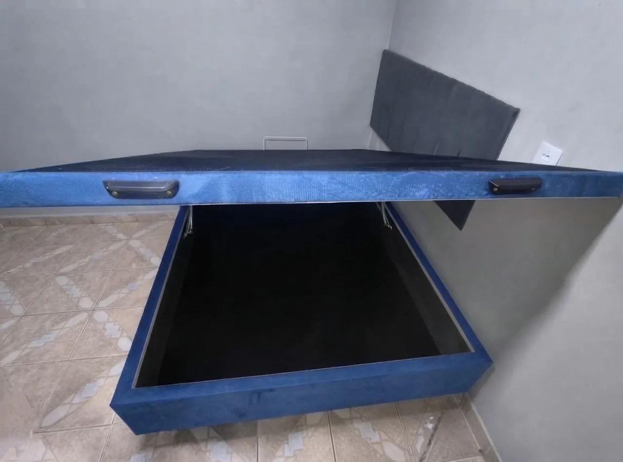 Baú Casal Azul Suede