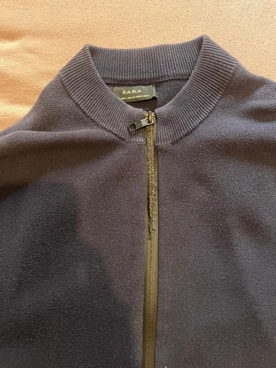 Moletom Zara Azul Marinho Estilo Jaqueta com Zíper - Foto 2