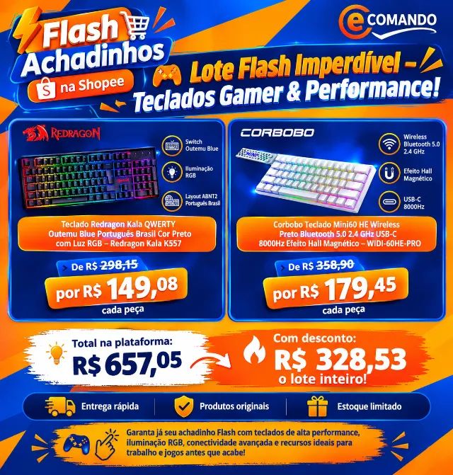 Lote Flash Imperdível - Teclados Gamer & Performance