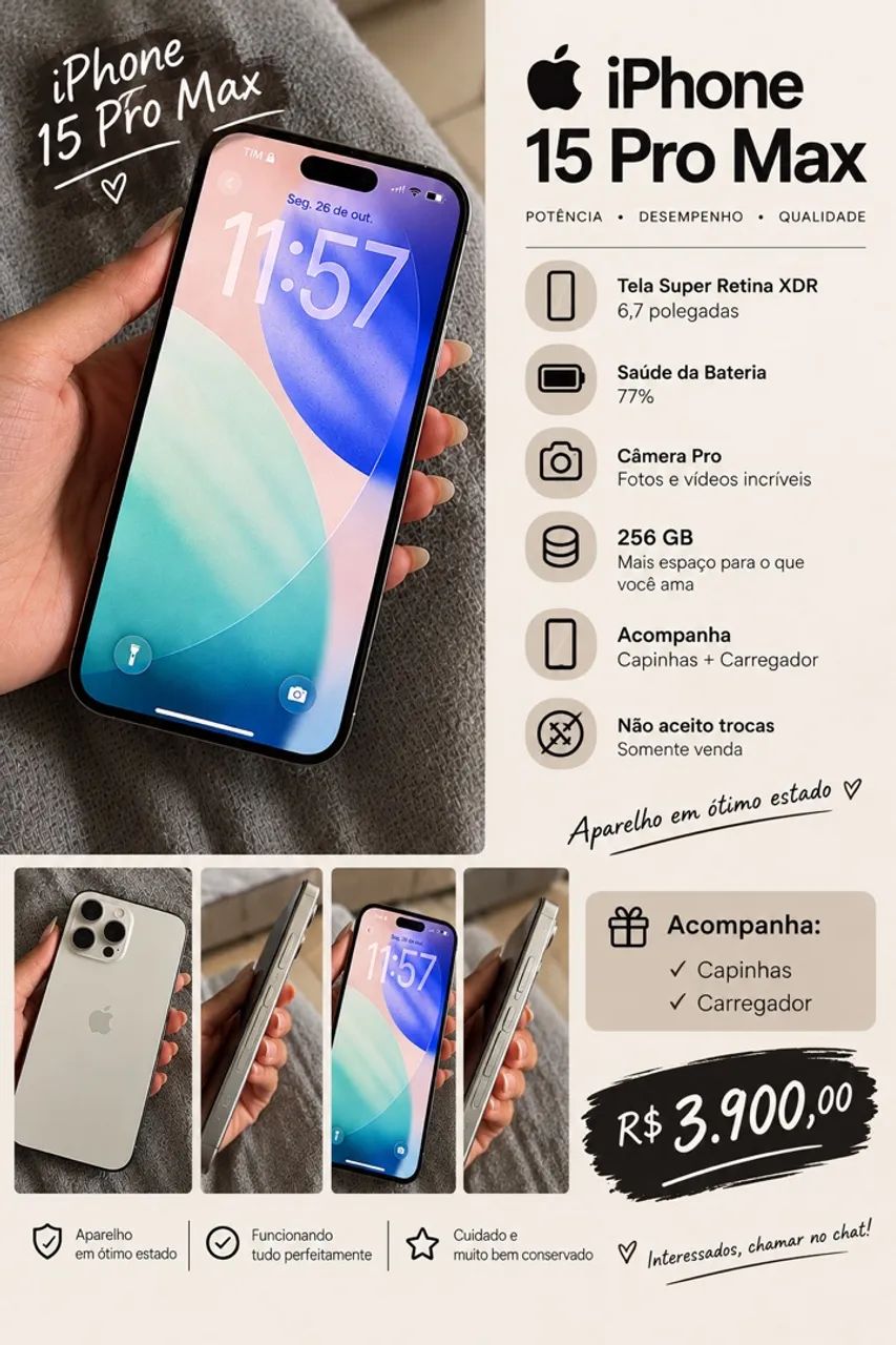 15 pro Max Branco - Foto 5