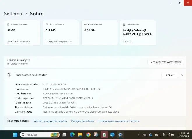 Notebook HP 14? - Intel Celeron - 4 GB RAM - Windows 11 - Foto 3