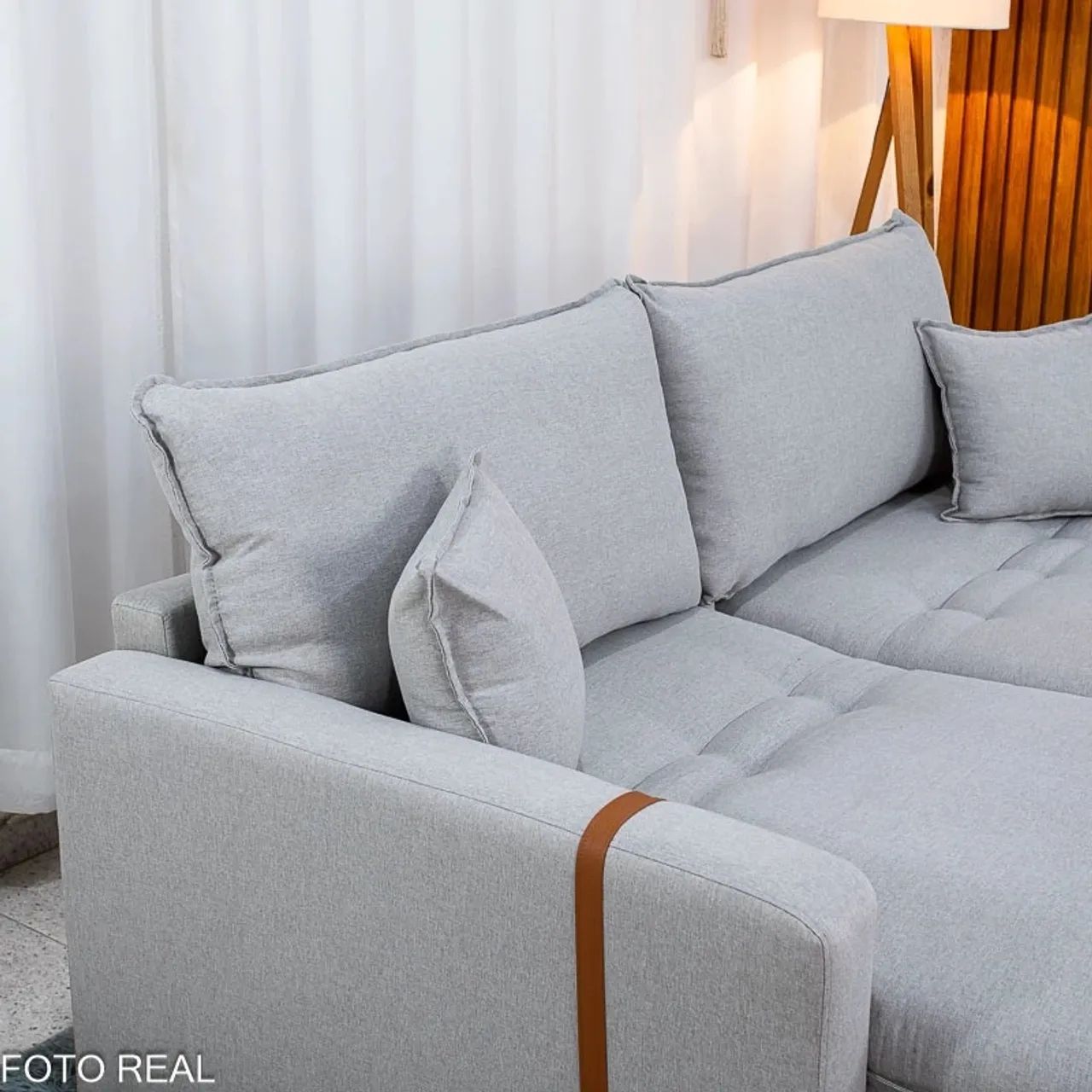 Sofá Cama Retrátil Zara 2.00m Linho Cinza rf65 - Foto 4