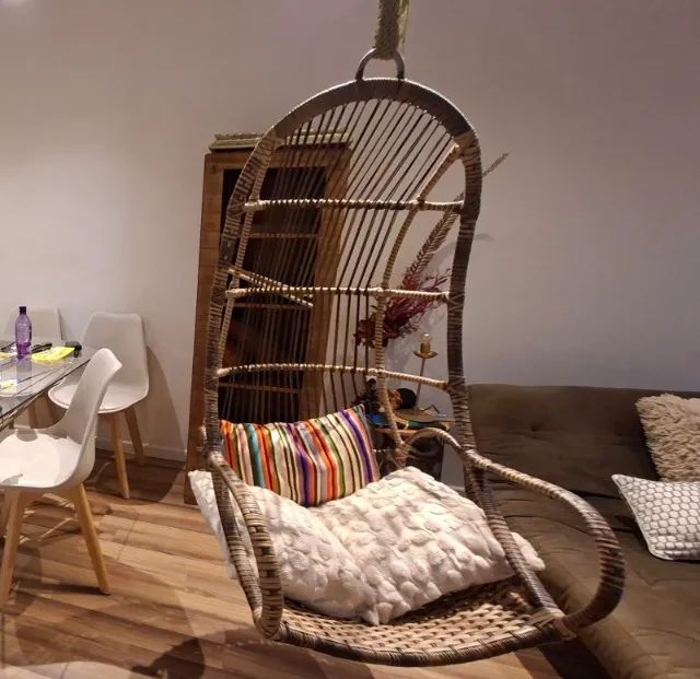 CADEIRA DE BALANÇO SUSPENSA NOVA - FIBRA MARROM