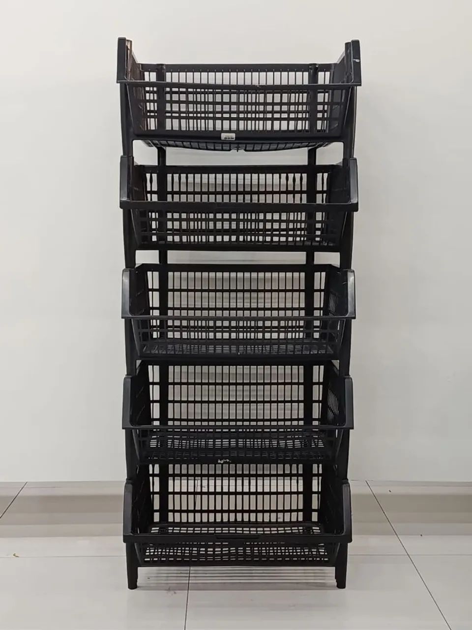 Cesto Empilhável Grande 58cm Preto  - Foto 2