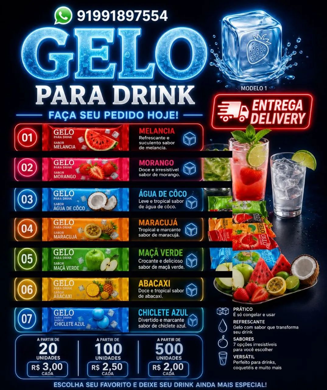 Gelo saborizado varejo e atacado 