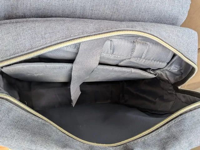 Mochila wowang cinza com detalhes em caramelo - Foto 3