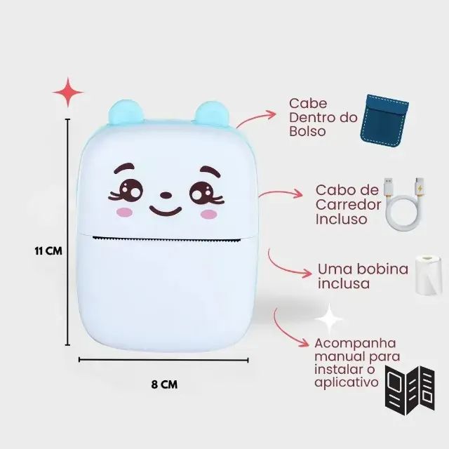 Mini Impressora Térmica Portátil Sem Fio Bluetooth - Foto 2