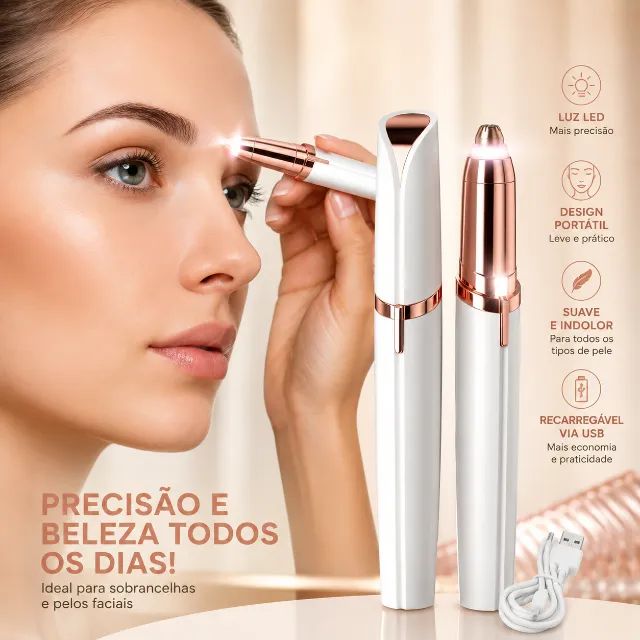 Caneta Depiladora Sobrancelha Elétrico Recarregável USB Bivolt