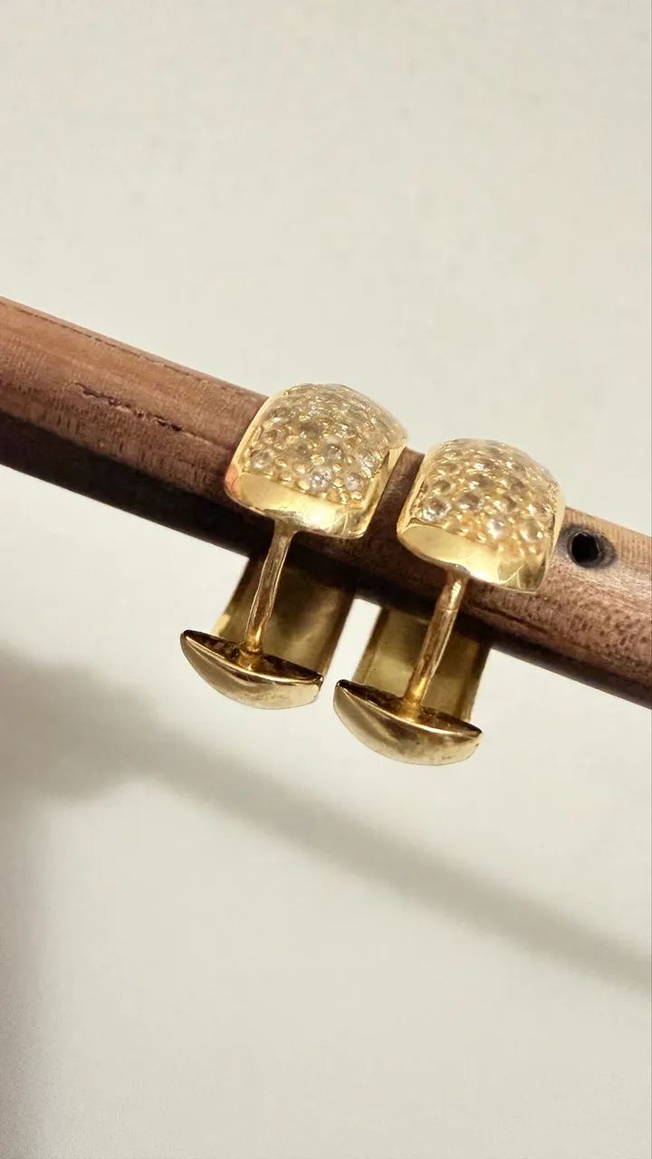 Brinco Argola com pedra OURO - Foto 4