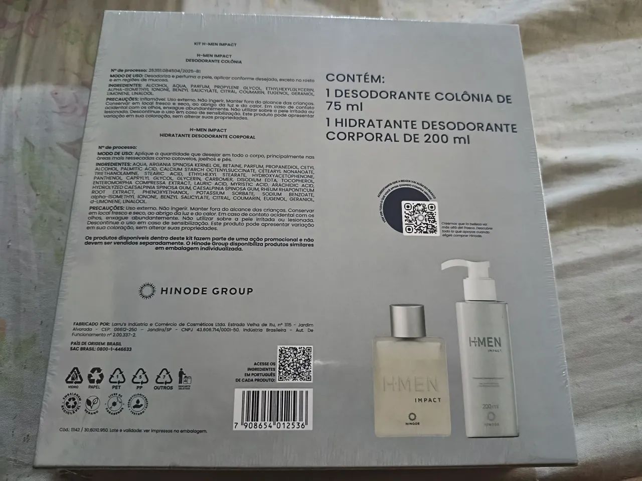 Kit Presente H-Men Impact Hinode (Colônia 75ml + Hidratante 200ml) - Lacrado
