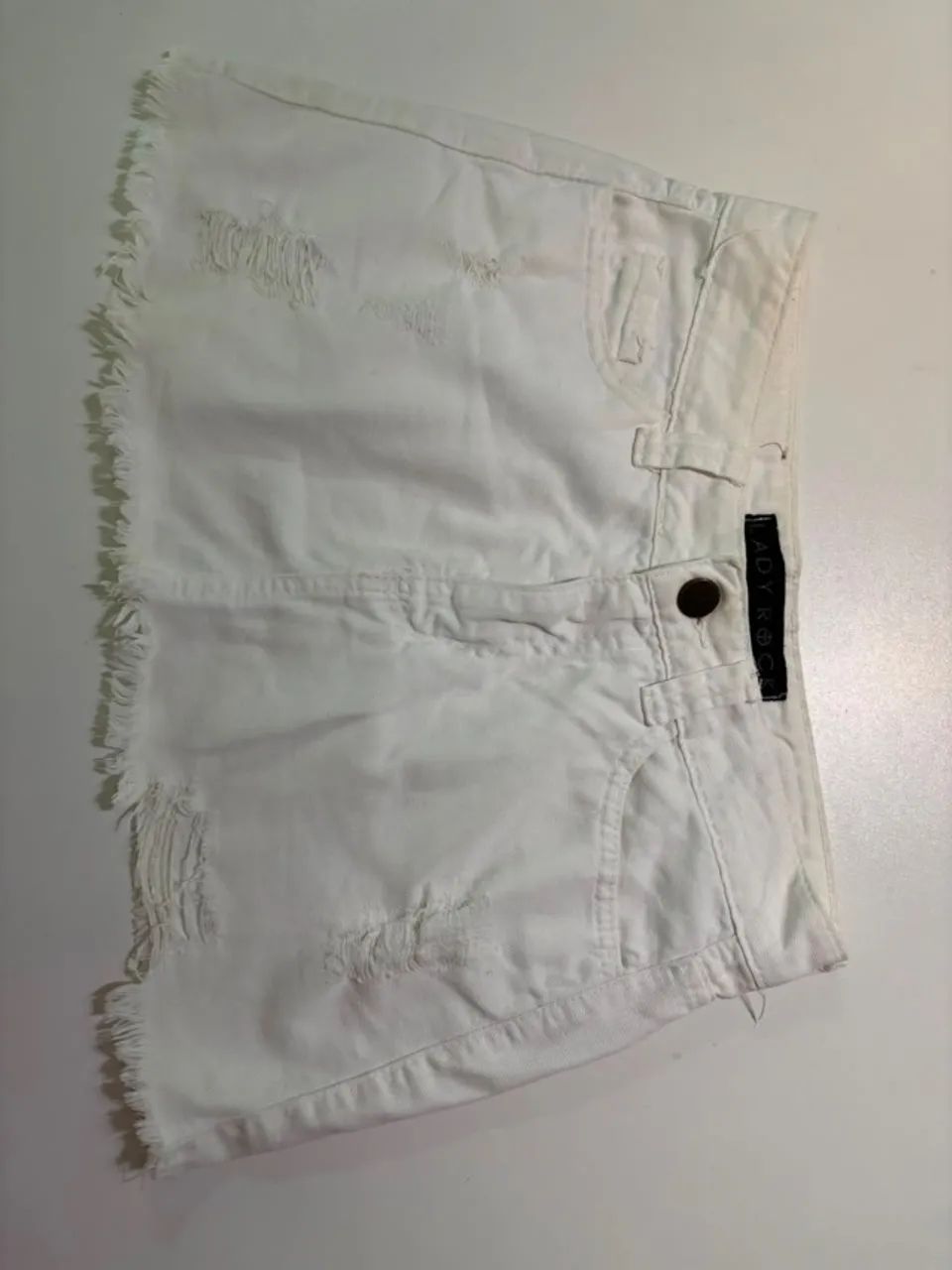 mini saia jeans branca tamanho P marca lady rock
