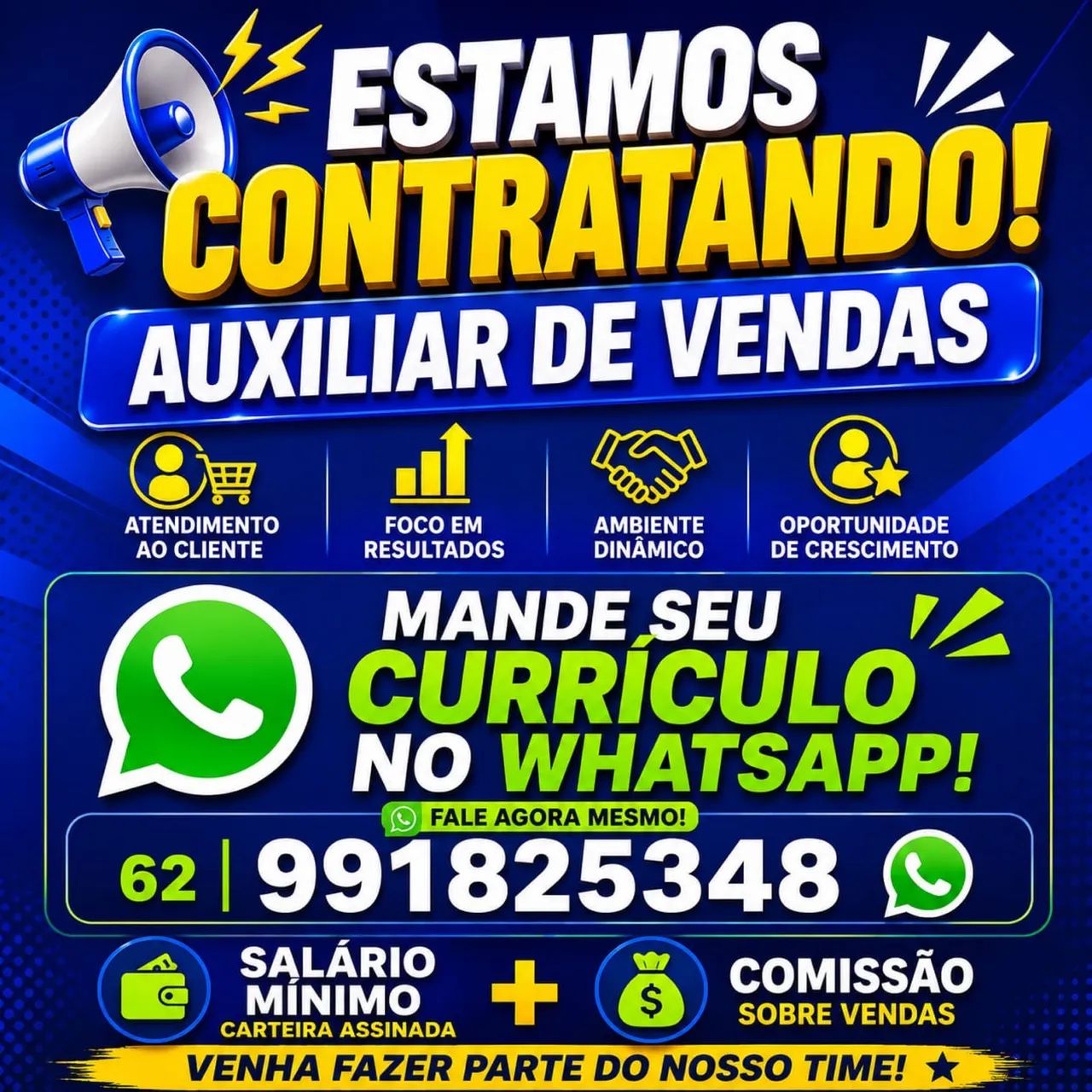 Vaga para auxiliar de vendas 