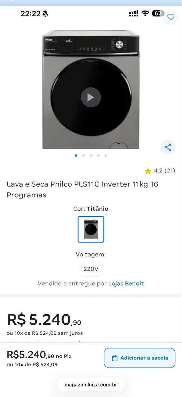 Lava e seca da Philco 11kg - Foto 3