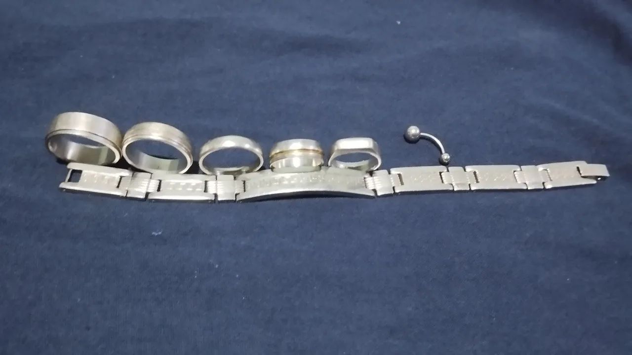 Desapego anéis pulseira piercing em aço inoxidável  - Foto 4