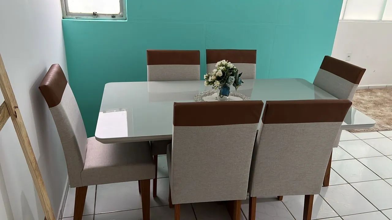 Mesa jantar 6 cadeiras MDF 