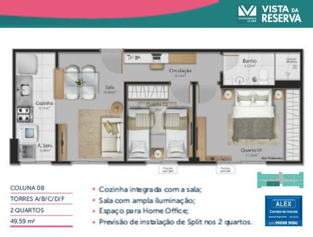 ALX - 14 - APÊ de 2 Quartos, Lazer com piscina e academia - Vista da Reserva - Foto 8