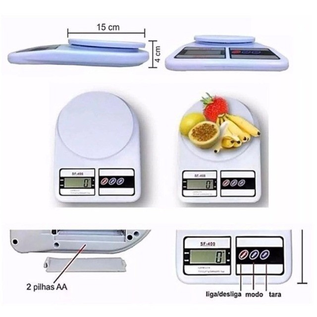 Balança Digital de Cozinha Eletrônica Alta Precisão Painel Digital 1g até 10kg MB Home - Foto 4