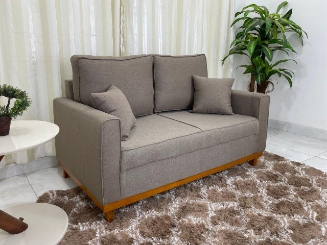 Promoção! Sofá 2 lugares Slim 1.40m Linho Marrom Frete Grátis - Foto 5