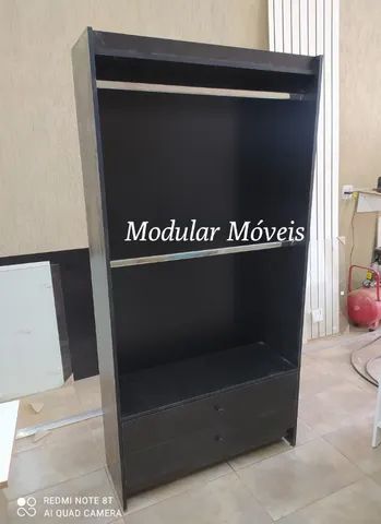 Cabideiro Duplo com 2 Gavetas - MDF Preto - Foto 2