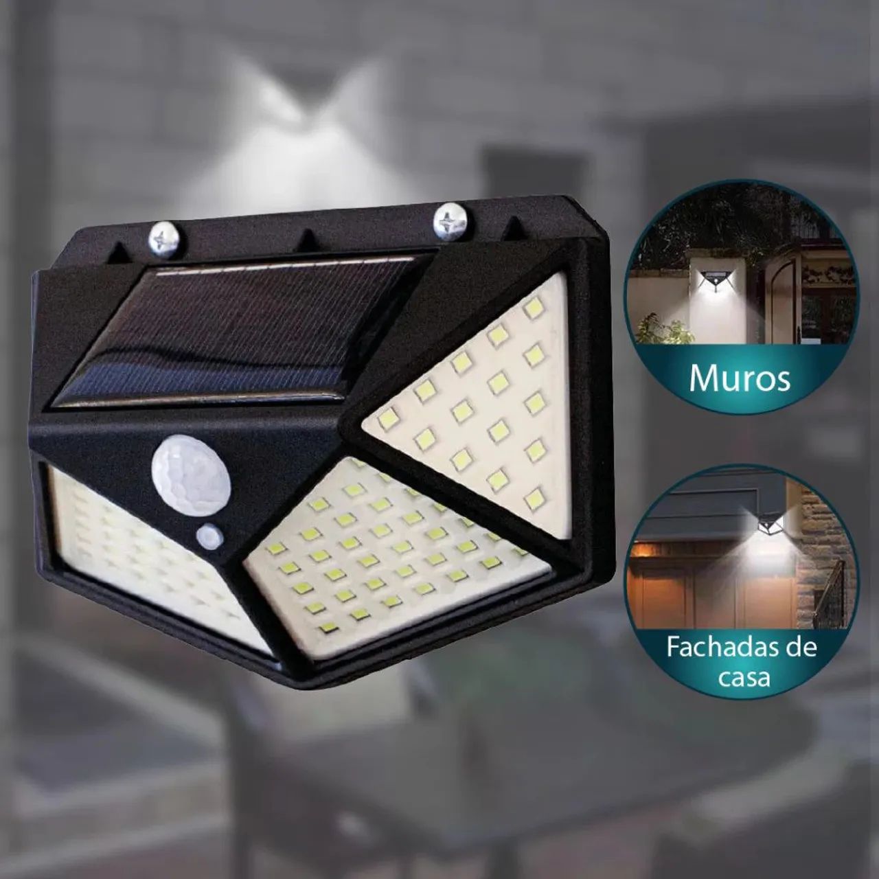 Luminária Solar 100 LEDs com sensor de Presença 