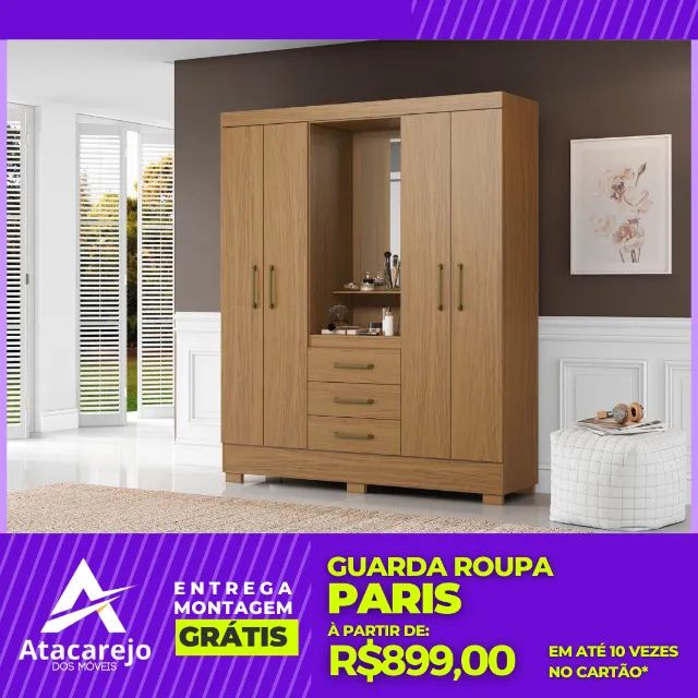 Guarda Roupa Com Espelho Entrega e Montagem Grátis 