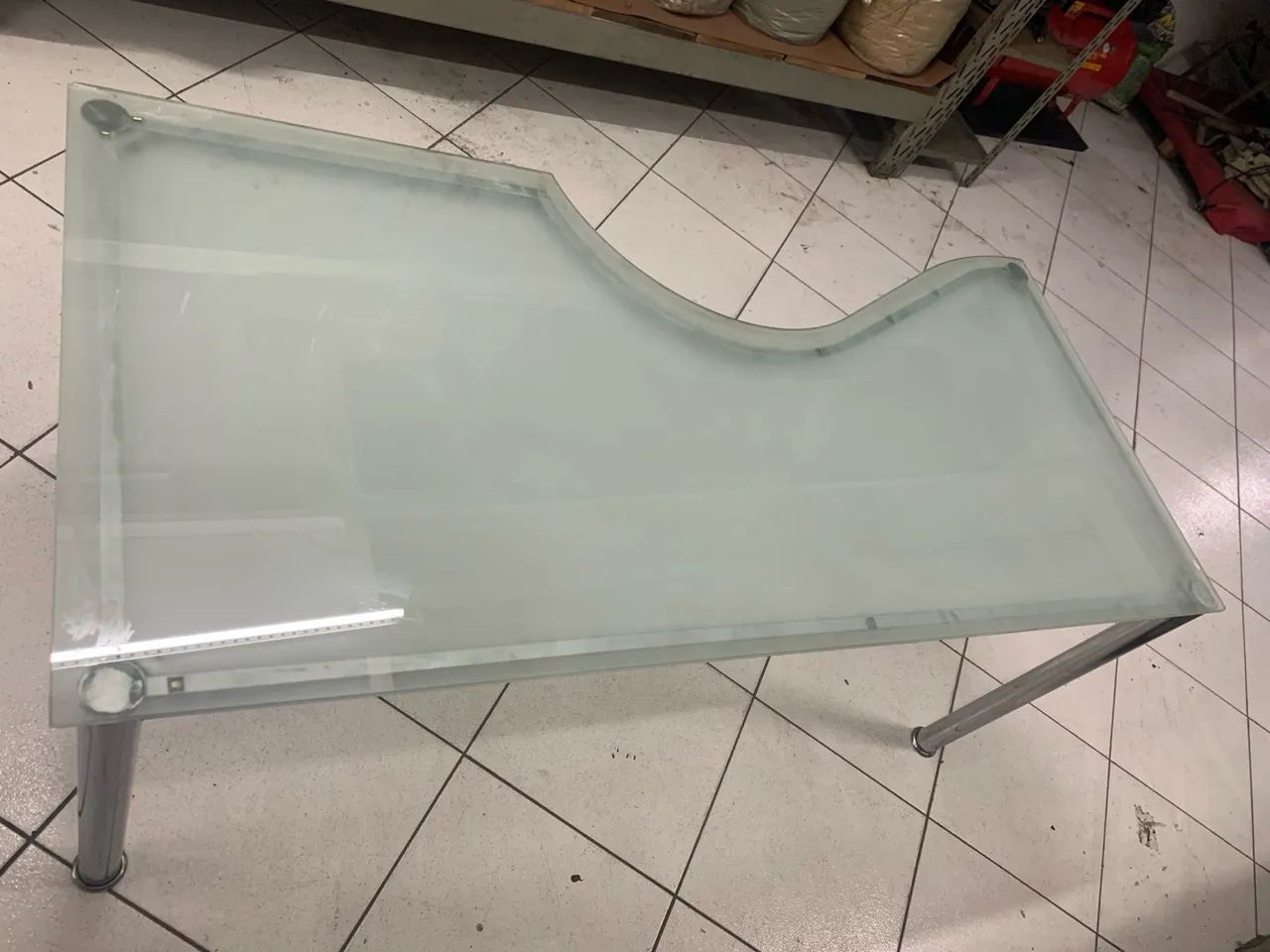 Mesa Com Tampo De Vidro Retangular Reno Crome - Foto 3