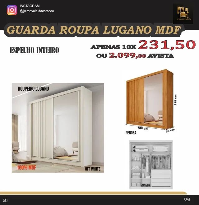 ROUPEIRO PORTA DE CORRER COM DETALHE RIPADO EM MDF