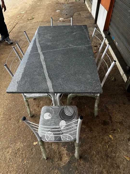 Mesa de Jantar em Granito com 6 Cadeiras combino entrega zap * - Foto 4