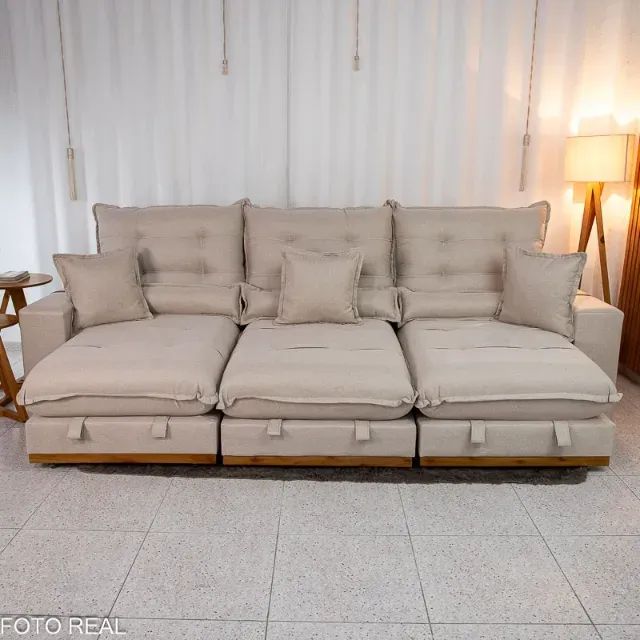Sofá Retrátil Reclinável Mônaco 3.20m Linho RF - Foto 2