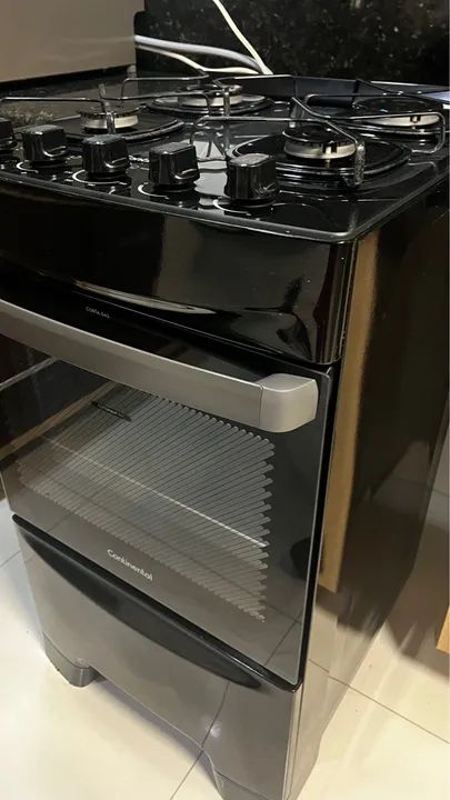 Fogão 4 Bocas Continental Preto Mesa de Vidro FC4GP - NOVÍSSIMO