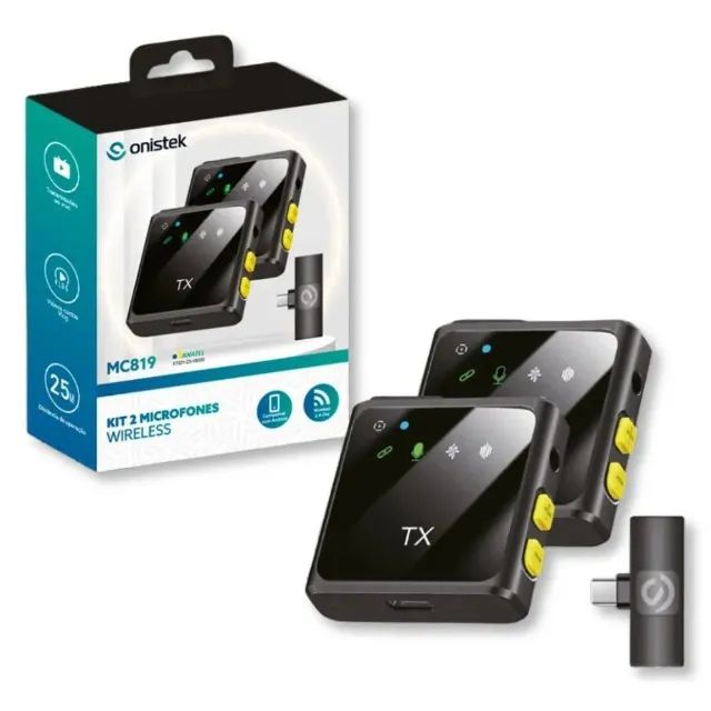 Microfone Sem Fio Lapela Tipo-C Duplo Onistek MC819
